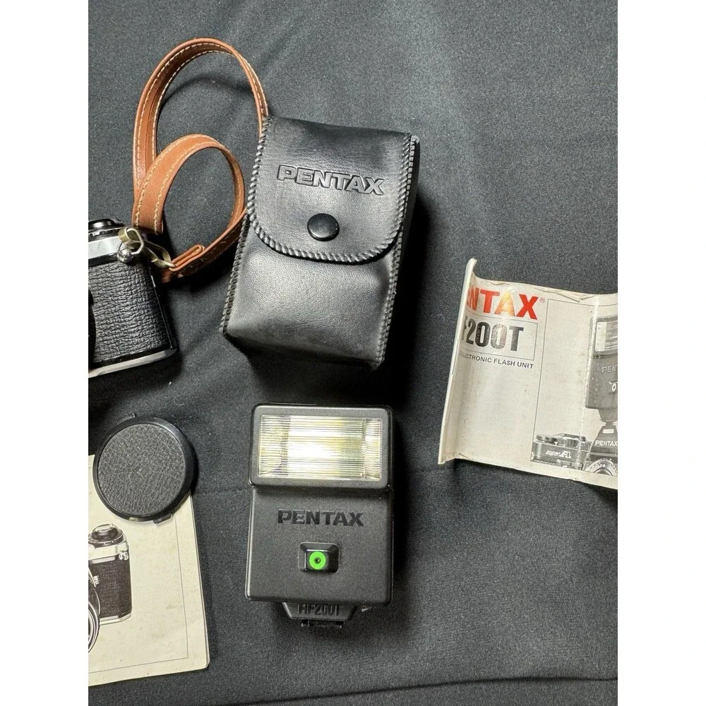Pentax ME Super Film Camera with PENTAX-M 1.2 / 50mm Lens, Strap, AF 200T Flash
